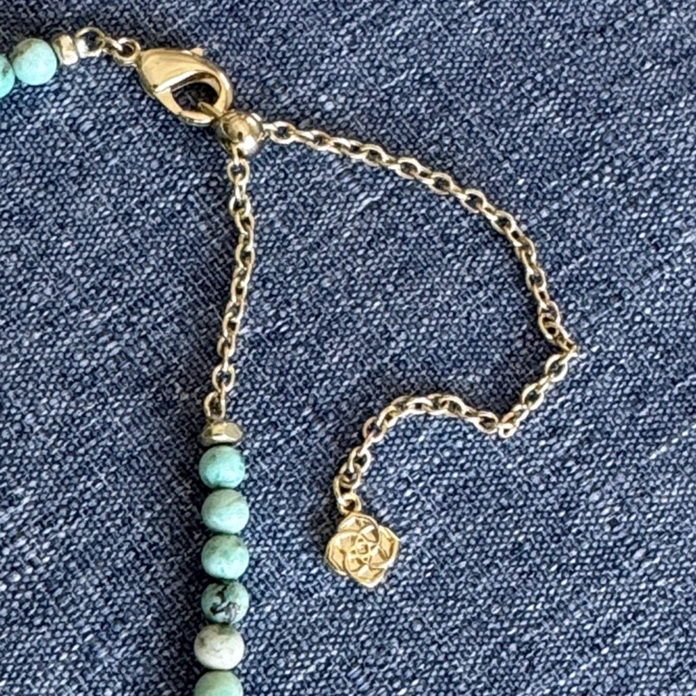 Kendra Scott Aqua Beaded Necklace with Gold Butterfly - Picture 3 of 4